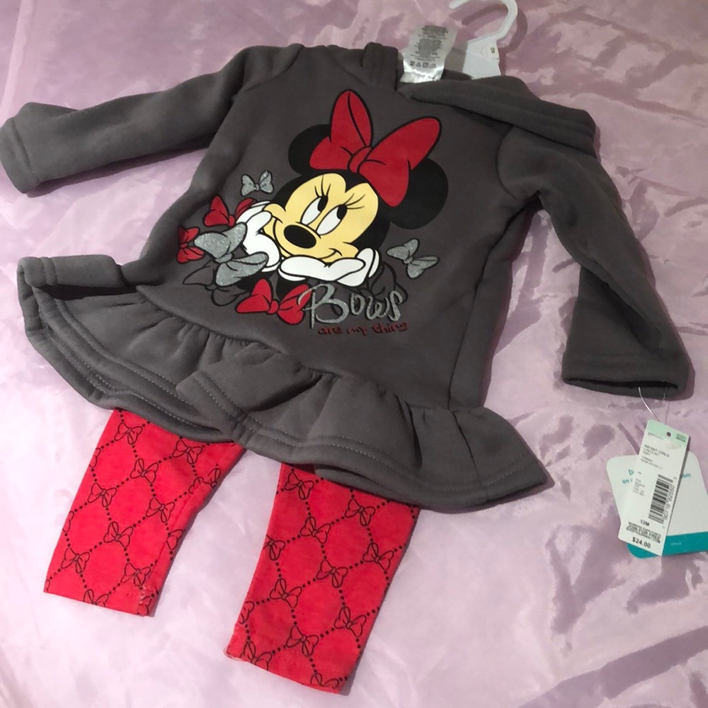 12m NWT Minnie Mouse adorable bow hoodie outfit